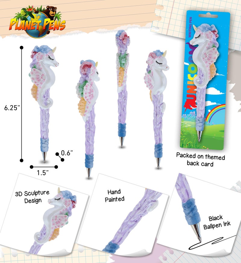 Planet Pens Sparkle Seahorse Unicorn Novelty Pen - Unique Kids & Adults Ballpoint Pen, Colorful Fairy Tale Animal Writing Pen For Stationery School and Office - Image 3